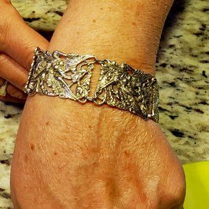 Vintage Antique 925 Dragon Hinged Bracelet